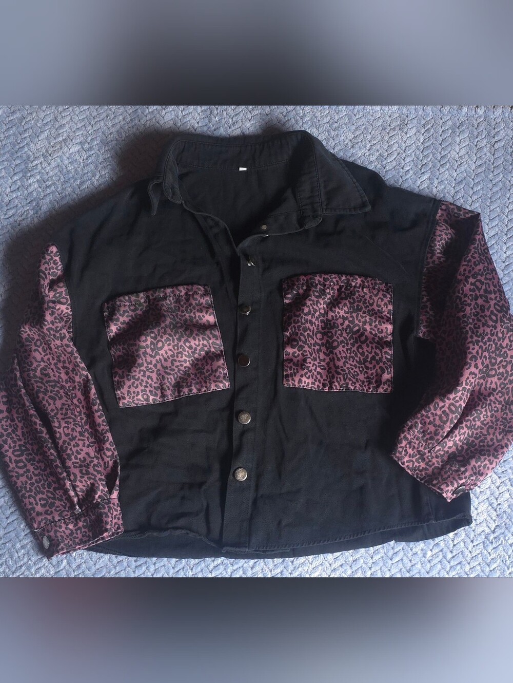 Black Jacket with Leopard Print